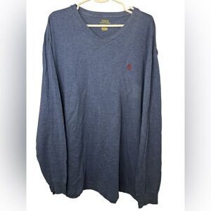 Polo by Ralph Lauren Men's Navy V-Neck Long Sleeve Tee Shirt XL